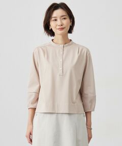 L size ONWARD(大きいサイズ) / エルサイズオンワード カットソー | 【洗える】プレーティングジャージー バンドカラー カットソー