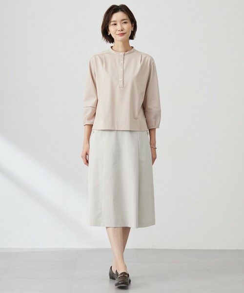 L size ONWARD(大きいサイズ) / エルサイズオンワード カットソー | 【洗える】プレーティングジャージー バンドカラー カットソー | 詳細1