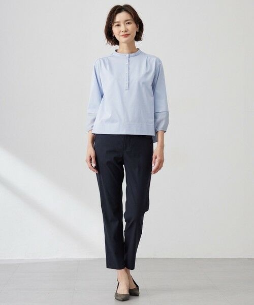 L size ONWARD(大きいサイズ) / エルサイズオンワード カットソー | 【洗える】プレーティングジャージー バンドカラー カットソー | 詳細11