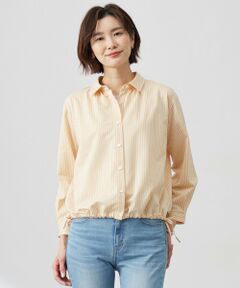 L size ONWARD(大きいサイズ) / エルサイズオンワード カットソー | Jカミーチェストライプ シャツカラー カットソー