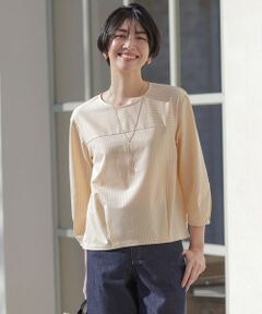 L size ONWARD(大きいサイズ) / エルサイズオンワード カットソー | Jカミーチェストライプ クルーネック カットソー