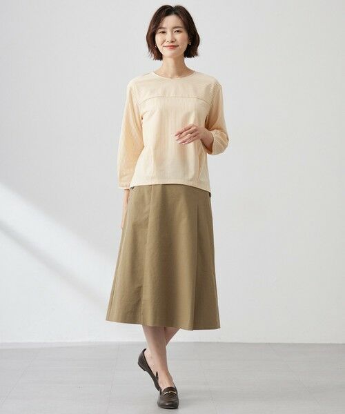 L size ONWARD(大きいサイズ) / エルサイズオンワード カットソー | Jカミーチェストライプ クルーネック カットソー | 詳細3