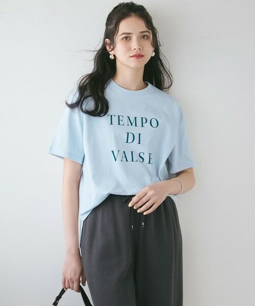 L size ONWARD(大きいサイズ)/エルサイズオンワード 【SLOW/一部店舗限定】MVSコットン ロゴTシャツ サックスブルーxグリーンロゴ 46 L size ONWARD(大きいサイズ)/エルサイズオンワード 【SLOW/一部店舗限定】MVSコットン ロゴTシャツ サックスブルーxグリーンロゴ 46