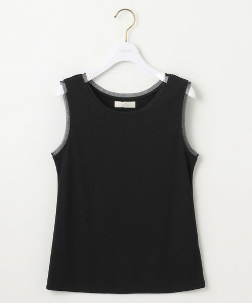 L size ONWARD(大きいサイズ) / エルサイズオンワード タンクトップ | 【洗える】チュールコンビラメ タンクトップ | 詳細16