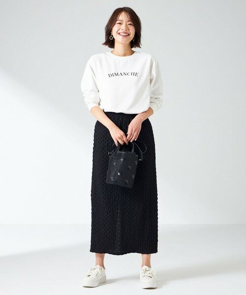 L size ONWARD(大きいサイズ) / エルサイズオンワード カットソー | 【洗える】2wayストレッチジョーゼットロゴ ロンT | 詳細2