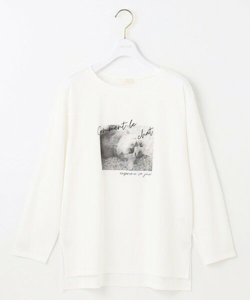 tシャツ 「貴島明日香さんコラボ」チュールレイニャード猫 Tシャツ レディース any SiS｜【貴島明日香さんコラボ】チュールレイニャード猫 T