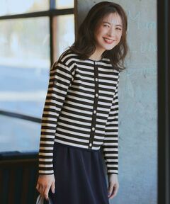 L size ONWARD(大きいサイズ) / エルサイズオンワード カットソー | 【CanCam４月号掲載/洗える】Armor-lux スムース バックボタン ボーダー カットソー