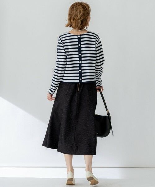 L size ONWARD(大きいサイズ) / エルサイズオンワード カットソー | 【CanCam４月号掲載/洗える】Armor-lux スムース バックボタン ボーダー カットソー | 詳細2