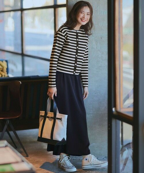 L size ONWARD(大きいサイズ) / エルサイズオンワード カットソー | 【CanCam４月号掲載/洗える】Armor-lux スムース バックボタン ボーダー カットソー | 詳細6