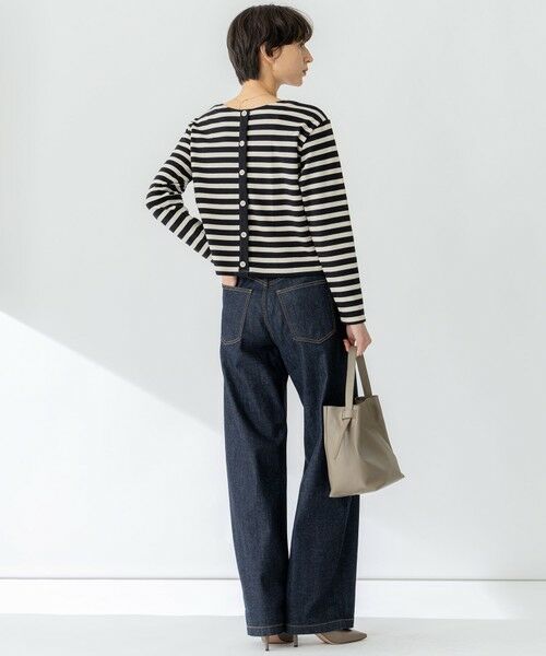 L size ONWARD(大きいサイズ) / エルサイズオンワード カットソー | 【CanCam４月号掲載/洗える】Armor-lux スムース バックボタン ボーダー カットソー | 詳細8