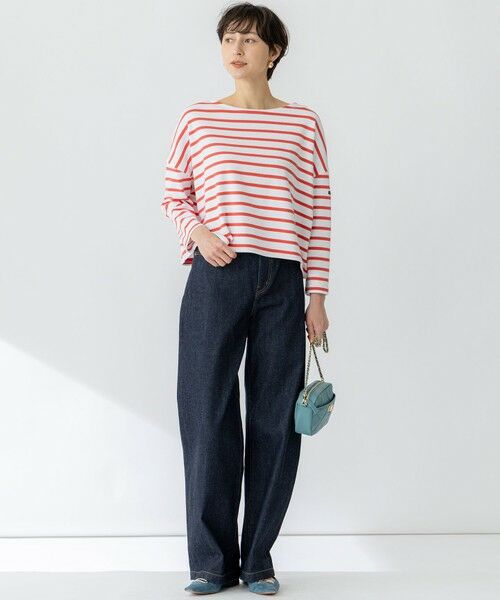 L size ONWARD(大きいサイズ) / エルサイズオンワード カットソー | 【洗える】Armor-lux スムース クロップド  ボーダー カットソー | 詳細6