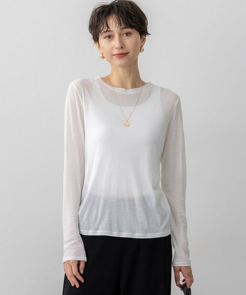 L size ONWARD(大きいサイズ)/エルサイズオンワード 【Oggi5月号掲載/洗える】シアー レイヤード TEE ホワイト系 46 L size ONWARD(大きいサイズ)/エルサイズオンワード 【Oggi5月号掲載/洗える】シアー レイヤード TEE ホワイト系 46