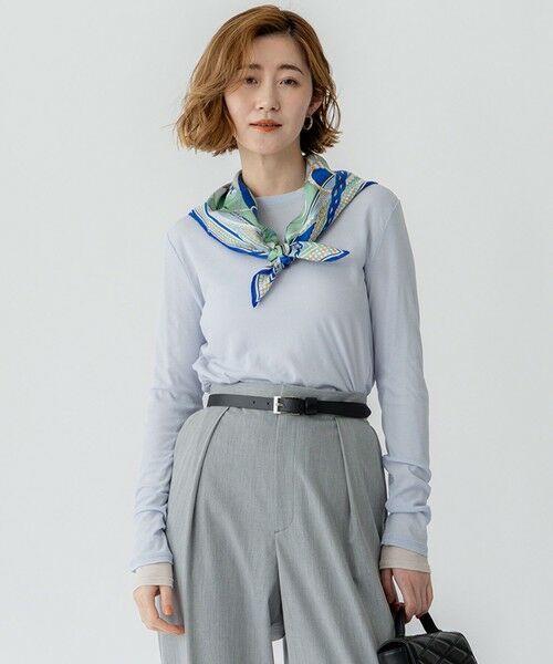 L size ONWARD(大きいサイズ) / エルサイズオンワード カットソー | 【Oggi5月号掲載/洗える】シアー レイヤード TEE(サックスブルー系)