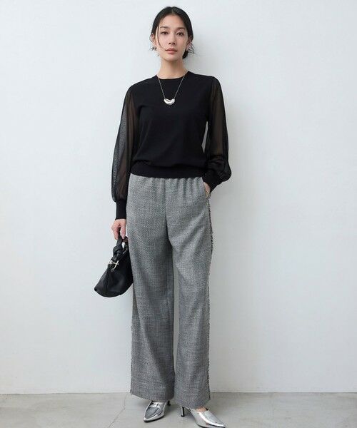 L size ONWARD(大きいサイズ) / エルサイズオンワード ニット・セーター | 【洗える】クロスコンビ シアースリーブニット | 詳細5