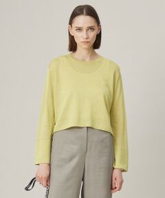 L size ONWARD(大きいサイズ) / エルサイズオンワード ニット・セーター | 【洗える】 リネンレーヨンハイゲージ クロップドプルオーバー