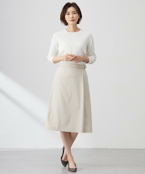 L size ONWARD(大きいサイズ) / エルサイズオンワード ニット・セーター | 【洗える】Cotton Acetate ストライプ ニット プルオーバー | 詳細1