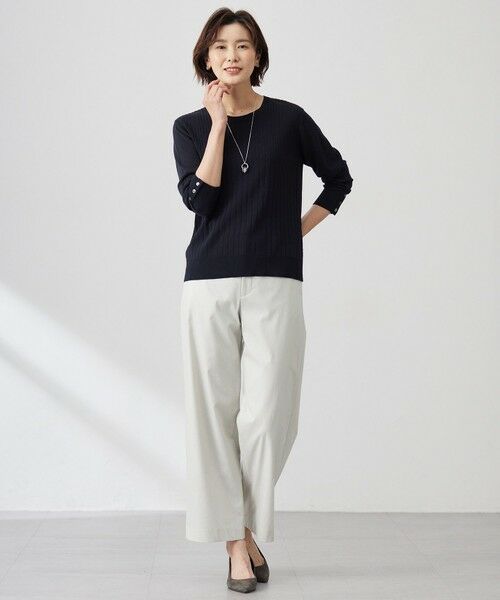 L size ONWARD(大きいサイズ) / エルサイズオンワード ニット・セーター | 【洗える】Cotton Acetate ストライプ ニット プルオーバー | 詳細16