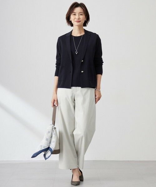 L size ONWARD(大きいサイズ) / エルサイズオンワード ニット・セーター | 【洗える】Cotton Acetate ストライプ ニット プルオーバー | 詳細17