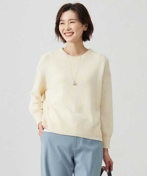 L size ONWARD(大きいサイズ)/エルサイズオンワード 【洗える】DRY COMFORT ニット ライトイエロー系 T13 L size ONWARD(大きいサイズ)/エルサイズオンワード 【洗える】DRY COMFORT ニット ライトイエロー系 T13