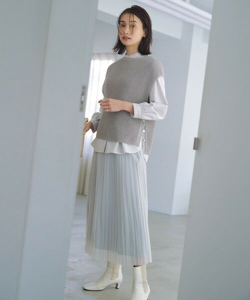 L size ONWARD(大きいサイズ) / エルサイズオンワード ベスト | 【洗える】Linen Cotton Vest  ニット ベスト | 詳細1