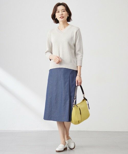 L size ONWARD(大きいサイズ) / エルサイズオンワード ニット・セーター | 【洗える】GIMA COTTON ミックスカラー Vネック ニット | 詳細1