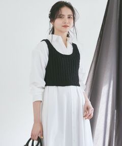 L size ONWARD(大きいサイズ) / エルサイズオンワード ベスト | 【SLOW/一部店舗限定】リボンヤーン ニット ビスチェ