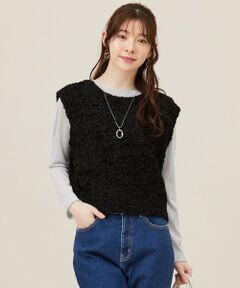 L size ONWARD(大きいサイズ) / エルサイズオンワード ベスト | 【前後着用可】リボンヤーン ベスト