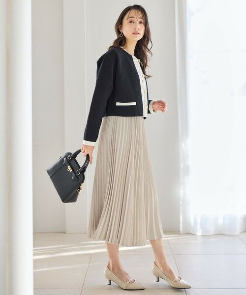 L size ONWARD(大きいサイズ) / エルサイズオンワード カーディガン・ボレロ | バイカラーラメニット カーディガン | 詳細4