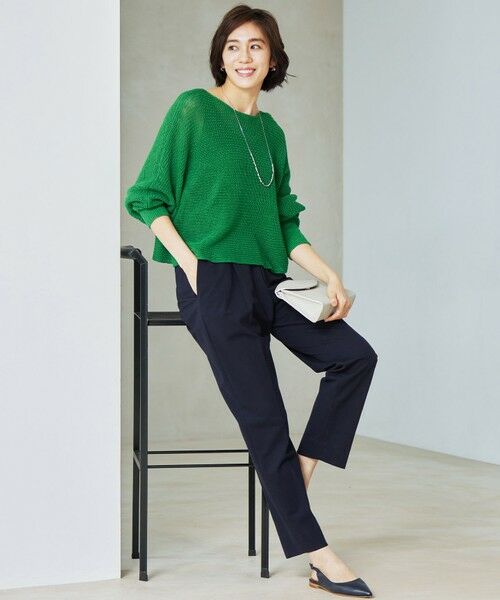 L size ONWARD(大きいサイズ) / エルサイズオンワード ニット・セーター | 【洗える】リネンミドルゲージドルマンスリーブ ニット | 詳細1