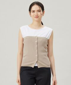 L size ONWARD(大きいサイズ) / エルサイズオンワード その他トップス | 【洗える】ドライコットンハイゲージニット ビスチェ