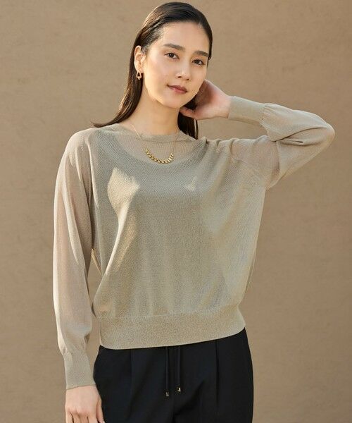 L size ONWARD(大きいサイズ)/エルサイズオンワード 【洗える】シアーアセテート ニット ベージュ 44 L size ONWARD(大きいサイズ)/エルサイズオンワード 【洗える】シアーアセテート ニット ベージュ 44