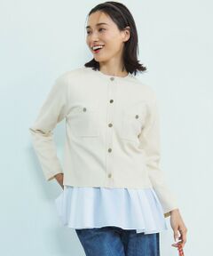 L size ONWARD(大きいサイズ) / エルサイズオンワード カーディガン・ボレロ | 【洗える】コンフォートストレッチ ニット カーディガン