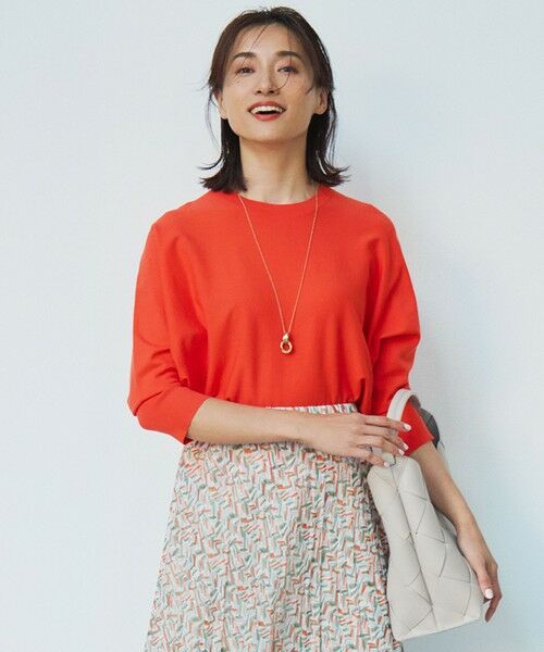 L size ONWARD(大きいサイズ)/エルサイズオンワード 【洗える】コンフォートストレッチ ドルマンスリーブ ニット レッド系 46 L size ONWARD(大きいサイズ)/エルサイズオンワード 【洗える】コンフォートストレッチ ドルマンスリーブ ニット レッド系 46