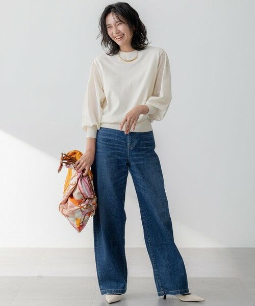 L size ONWARD(大きいサイズ) / エルサイズオンワード ニット・セーター | 【洗える】コンフォートストレッチ パフスリーブ ニット | 詳細2