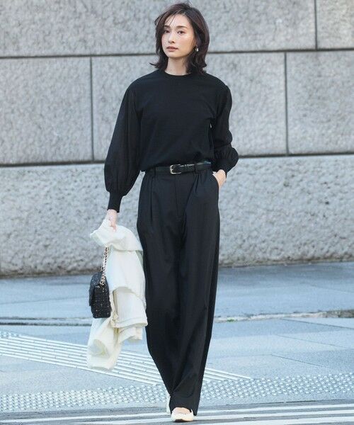 L size ONWARD(大きいサイズ) / エルサイズオンワード ニット・セーター | 【洗える】コンフォートストレッチ パフスリーブ ニット | 詳細6