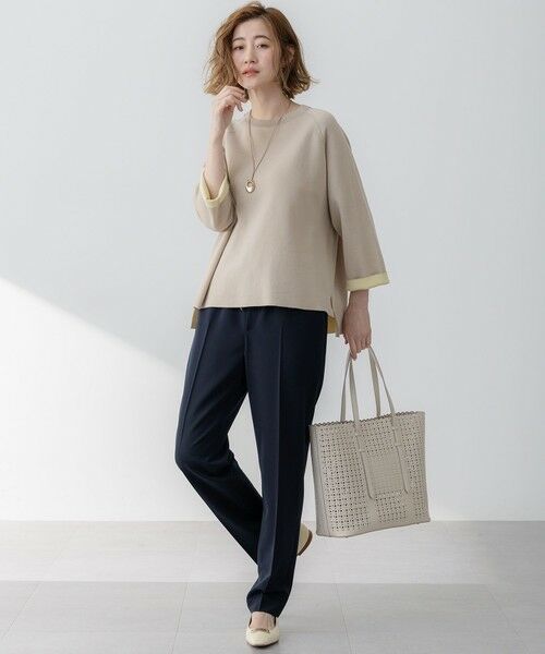 L size ONWARD(大きいサイズ) / エルサイズオンワード ニット・セーター | 【洗える】バイカラー リターンスリーブ ニット | 詳細3