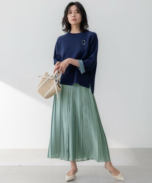 L size ONWARD(大きいサイズ) / エルサイズオンワード ニット・セーター | 【洗える】バイカラー リターンスリーブ ニット | 詳細11