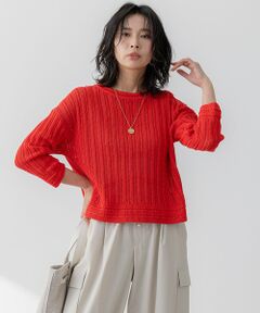 L size ONWARD(大きいサイズ) / エルサイズオンワード ニット・セーター | 【洗える】コットンギマ ストライプ ニット