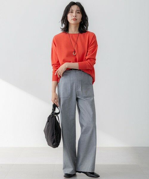 L size ONWARD(大きいサイズ) / エルサイズオンワード ニット・セーター | 【洗える】コットンポリエステルストレッチ オーバーサイズ ニット | 詳細2