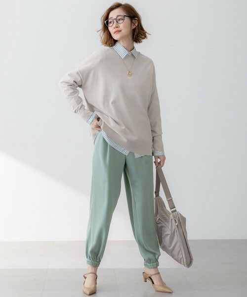 L size ONWARD(大きいサイズ) / エルサイズオンワード ニット・セーター | 【洗える】コットンポリエステルストレッチ オーバーサイズ ニット | 詳細6