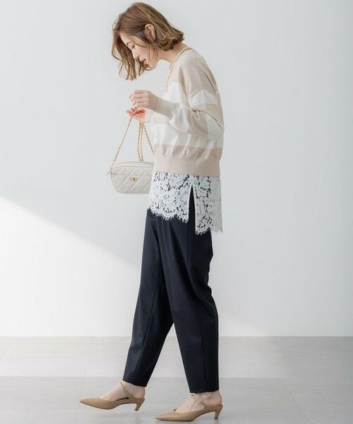 L size ONWARD(大きいサイズ) / エルサイズオンワード ニット・セーター | 【洗える】コットンポリエステルストレッチ ショート ニット | 詳細2