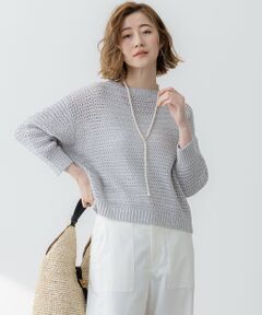 L size ONWARD(大きいサイズ) / エルサイズオンワード ニット・セーター | 【洗える】スパングル ボートネック ニット