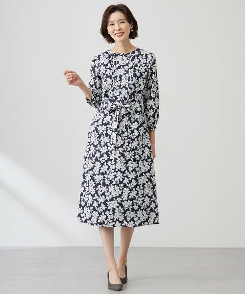 L size ONWARD(大きいサイズ) / エルサイズオンワード ロング・マキシ丈ワンピース | 【洗える】スパンフラワープリント ワンピース | 詳細1