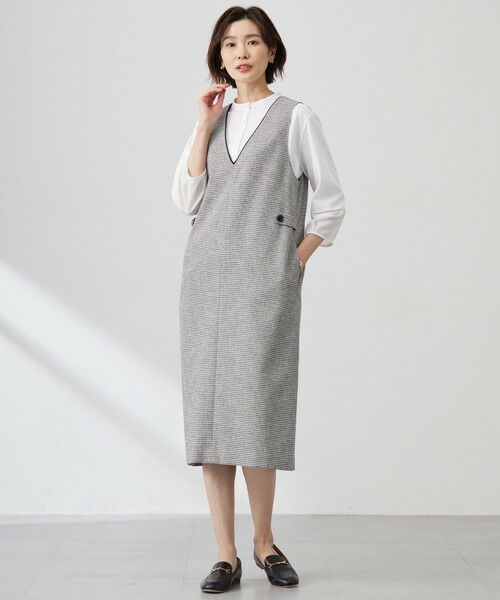 L size ONWARD(大きいサイズ) / エルサイズオンワード ロング・マキシ丈スカート | 【洗える】Calameraリングメッシュ ジャンパースカート | 詳細1