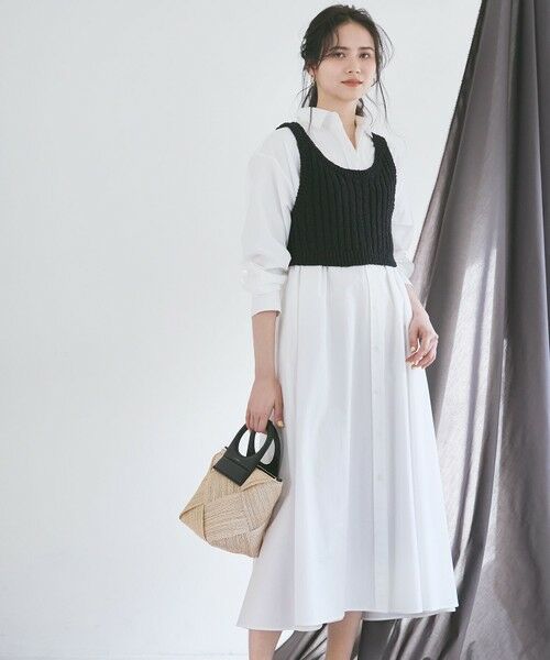 L size ONWARD(大きいサイズ)/エルサイズオンワード 【SLOW/一部店舗限定】タンブラーコットンブロード シャツワンピース ホワイト系 44 L size ONWARD(大きいサイズ)/エルサイズオンワード 【SLOW/一部店舗限定】タンブラーコットンブロード シャツワンピース ホワイト系 44