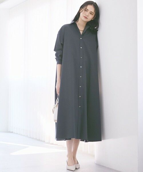 L size ONWARD(大きいサイズ) / エルサイズオンワード ミニ丈・ひざ丈ワンピース | 【SLOW/一部店舗限定】タンブラーコットンブロード シャツワンピース | 詳細5