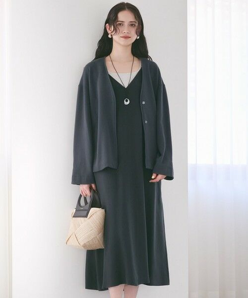L size ONWARD(大きいサイズ)/エルサイズオンワード 【SLOW/一部店舗限定】キュプラフィブリルクロス キャミ ワンピース グレー系 46 L size ONWARD(大きいサイズ)/エルサイズオンワード 【SLOW/一部店舗限定】キュプラフィブリルクロス キャミ ワンピース グレー系 46