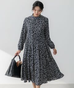 L size ONWARD(大きいサイズ) / エルサイズオンワード ロング・マキシ丈ワンピース | 【洗える】シャドーリーフプリント ワンピース