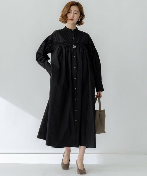 L size ONWARD(大きいサイズ) / エルサイズオンワード ロング・マキシ丈ワンピース | 【洗える】コンパクトライトクロス ピンタック ワンピース | 詳細1