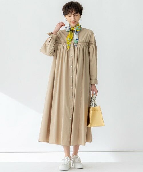 L size ONWARD(大きいサイズ) / エルサイズオンワード ロング・マキシ丈ワンピース | 【洗える】コンパクトライトクロス ピンタック ワンピース | 詳細4